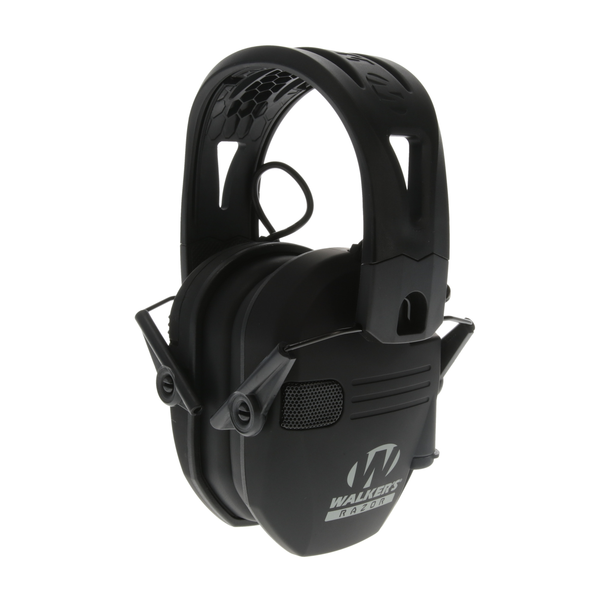 Walkers Game Ear Razor Tacti-Grip Muff - Rubber Headband, Omnidirectional Microphones, 23dB Noise Reduction, Black, Model# GWP-RSEMRH
